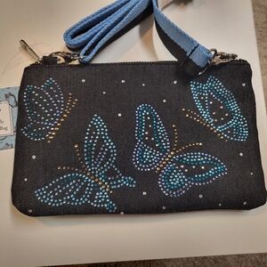 Brighton VIP Sparkle Butterfly Denim Y2K Style Bag New
